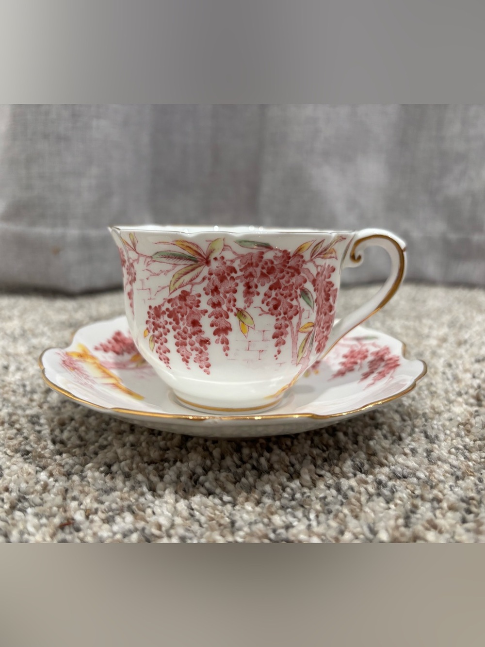 Vintage Royal Stafford Maded in England Bone China Teacup Saucer Set “Wisteria”